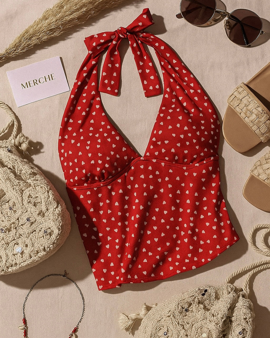 BETTER JUST FRIENDS HEARTED HALTERNECK TOP