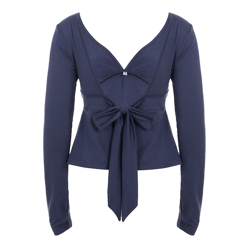 BAD LIL THING BOW BACK NAVY TOP