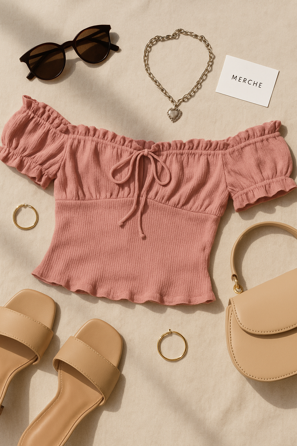 REAL LOVE DUSTY PINK OFF-SHOULDER TOP
