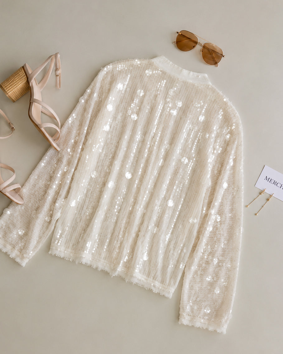 CLUB NARCISSISTIC SEQUIN EMBELLISHED WRAP JACKET
