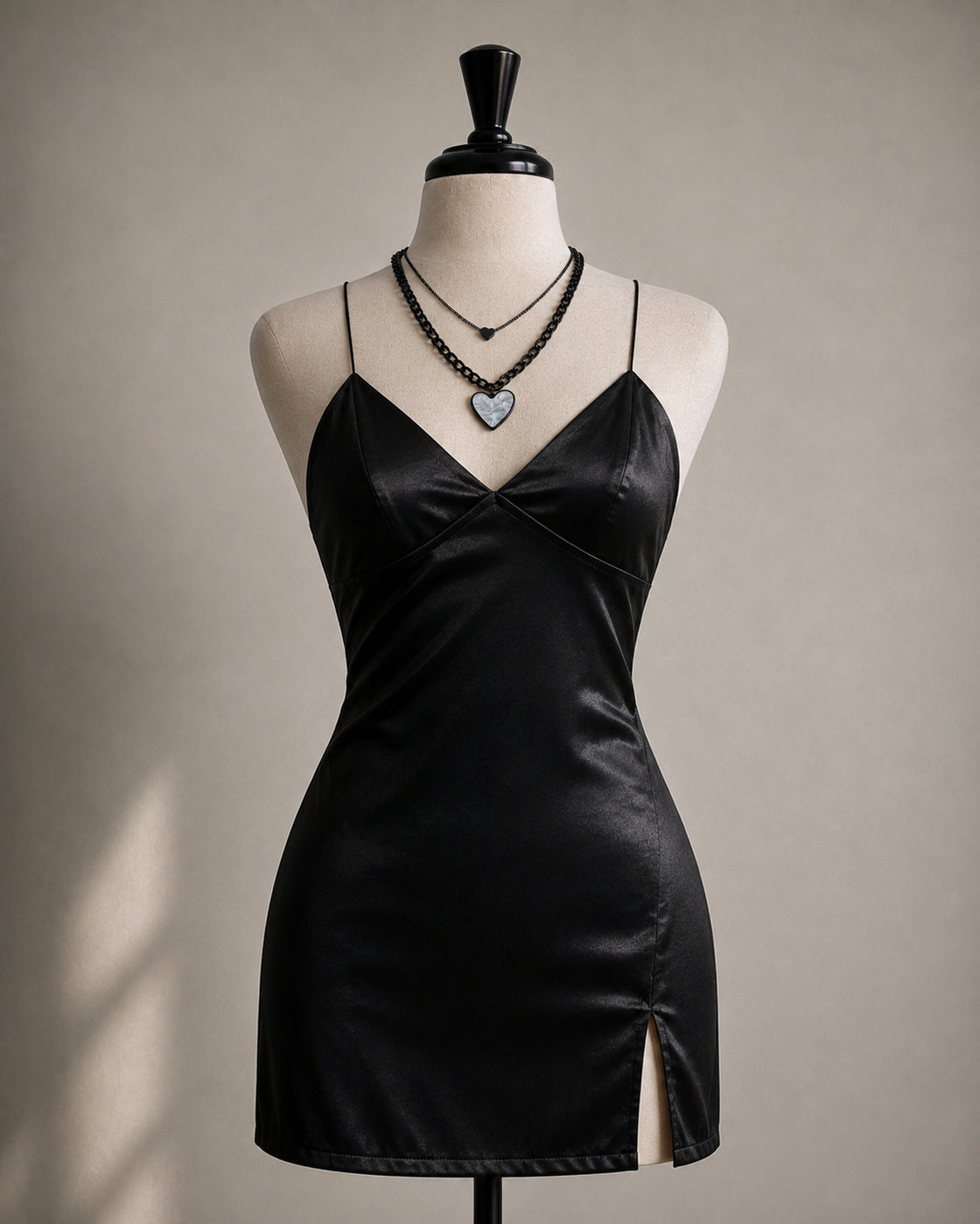 SOMETHING CALLED LOVE SATIN SIDE-SLIT SLIP DRESS