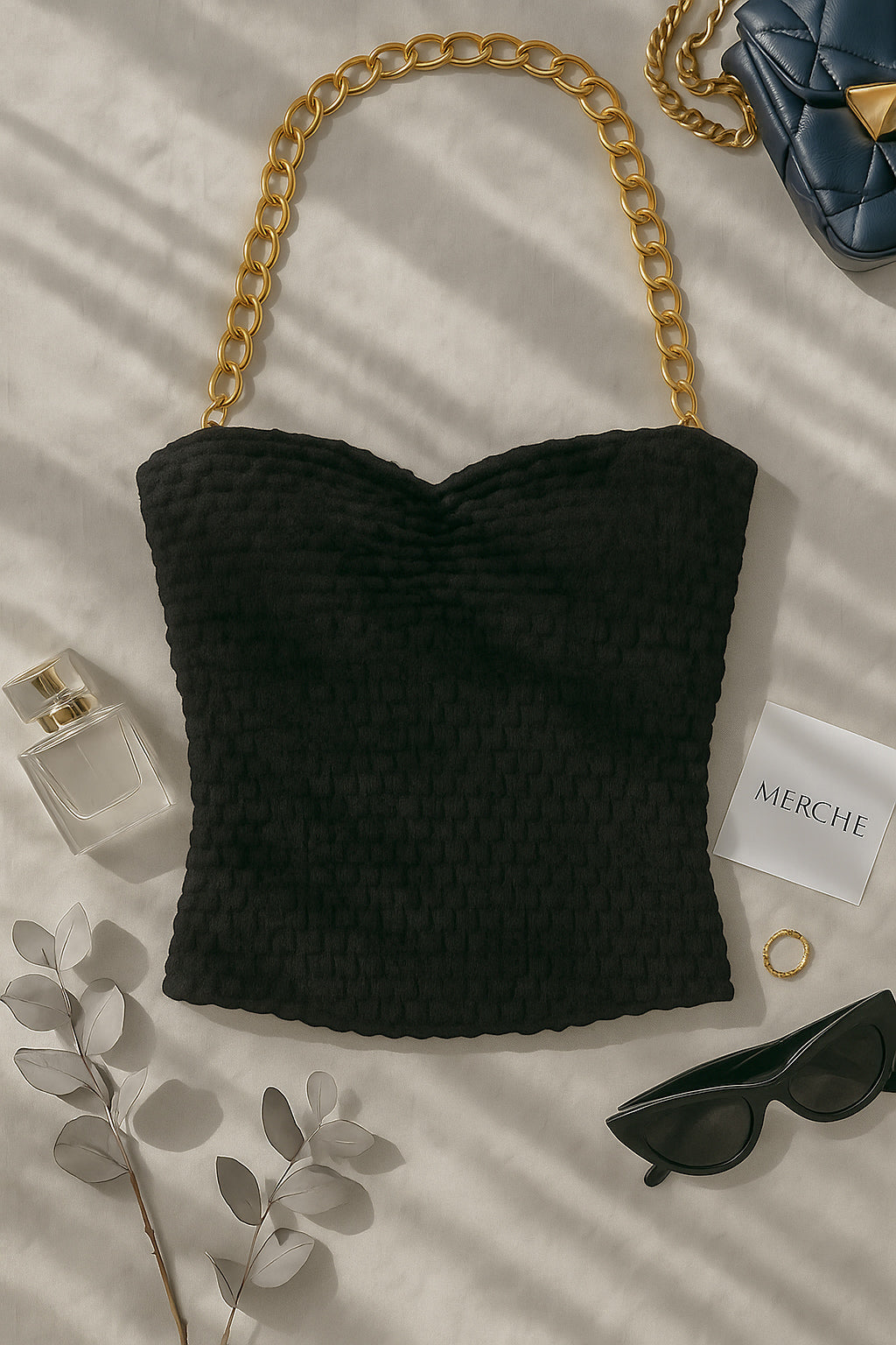 PERFECT PIXIE PADDED CHAIN HALTERNECK TOP
