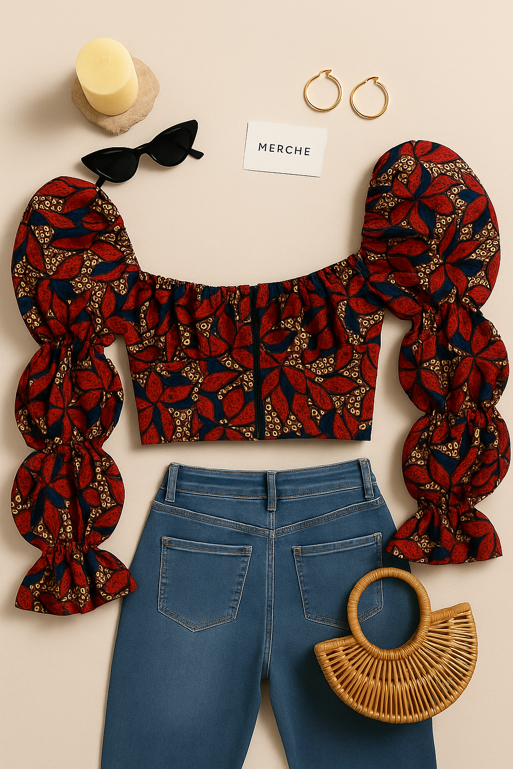 HAIL QUEEN STATEMENT SLEEVE FLORAL TOP