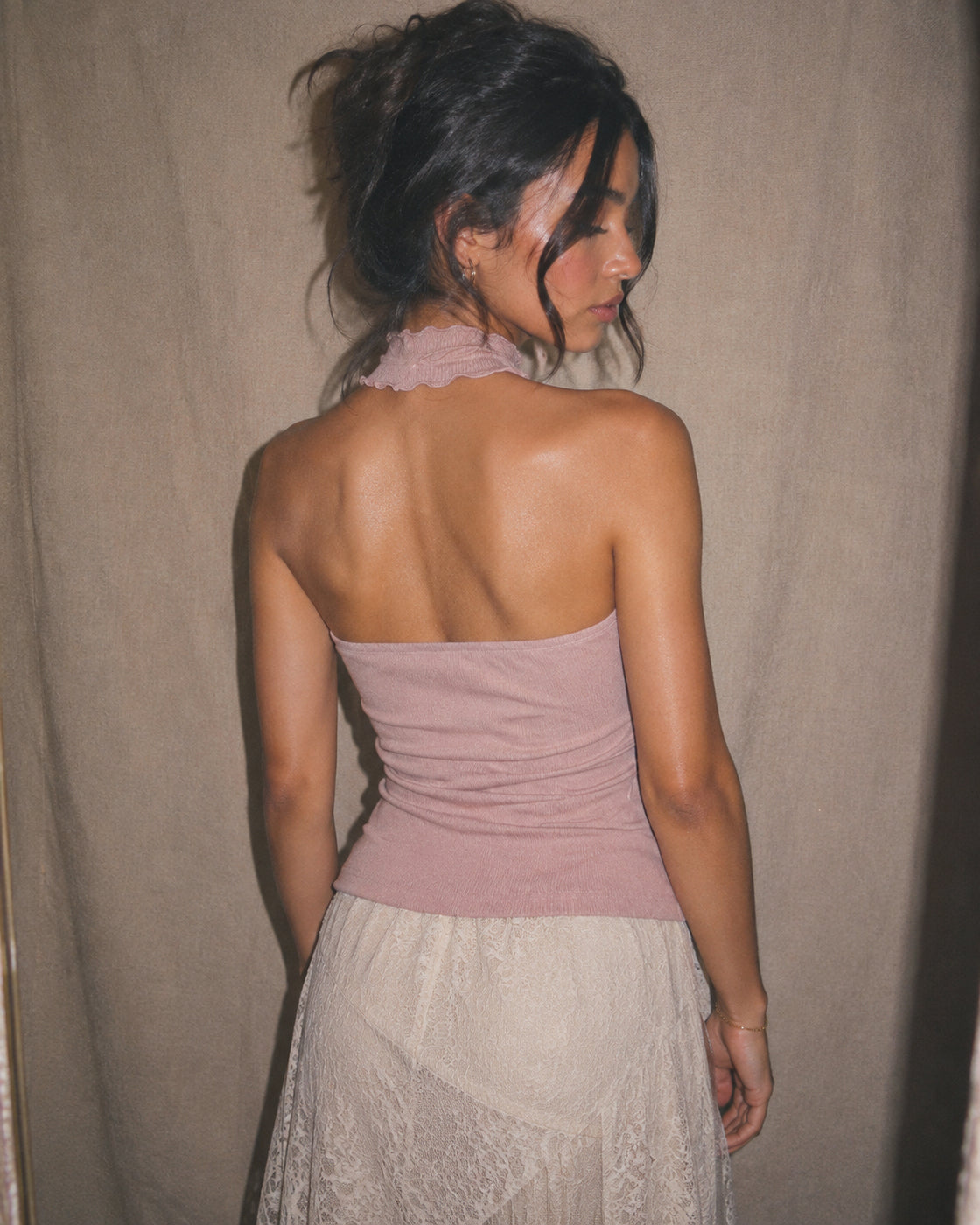 SHORE AND TAN SCARE DETAIL DUSTY ROSE BANDEAU TOP
