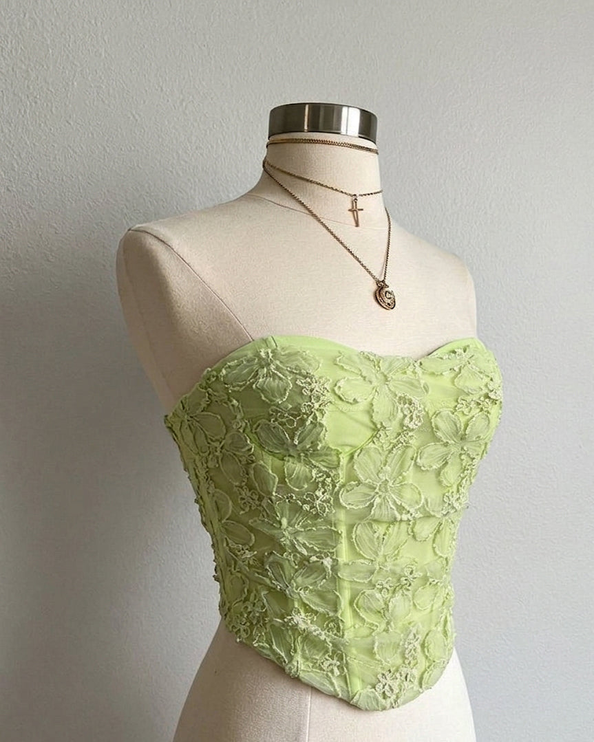 SANTORINI DELIGHT LUXE LACE OVERLAY LIME CORSET