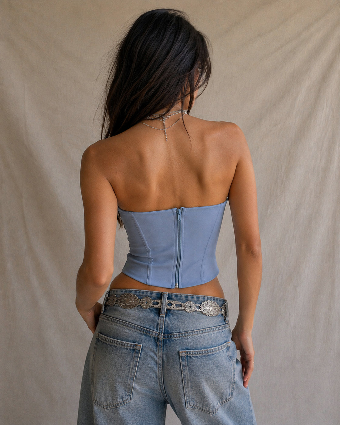 INDIE SLEAZE STRUCTURED POWDER BLUE CORSET