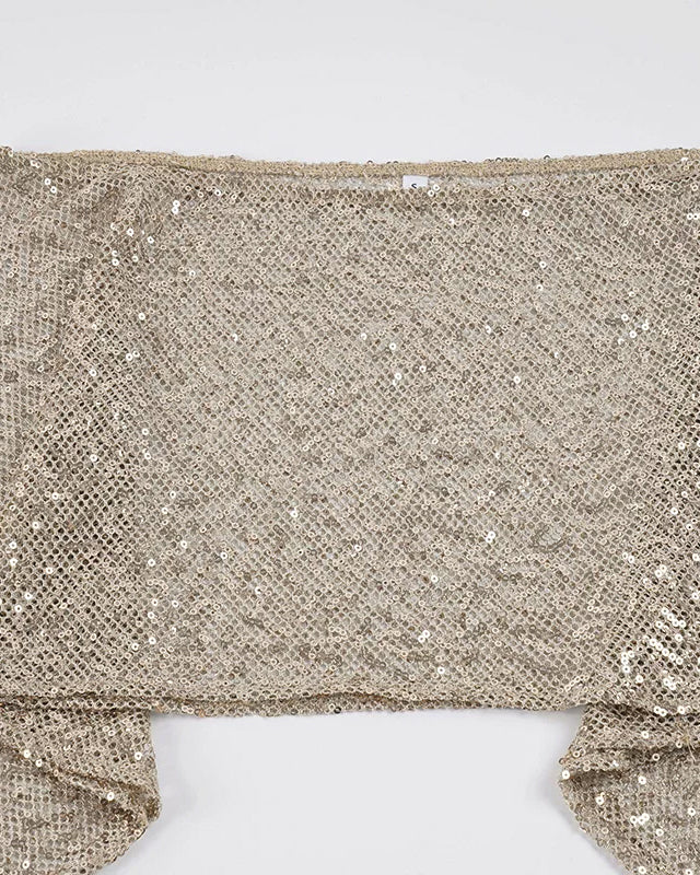 LOCAL DIVA OFF-SHOULDER SEQUIN CHAMPAGNE GOLD TOP