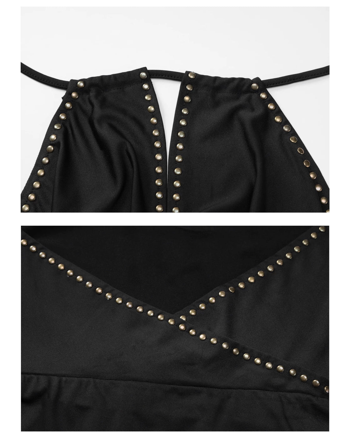 LOW EFFORT STUDDED BACKLESS BLACK DRESS