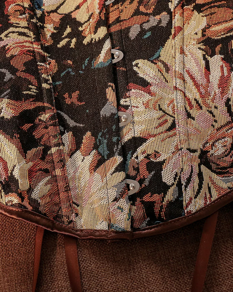 OWN ME BROWN JACQUARD CORSET