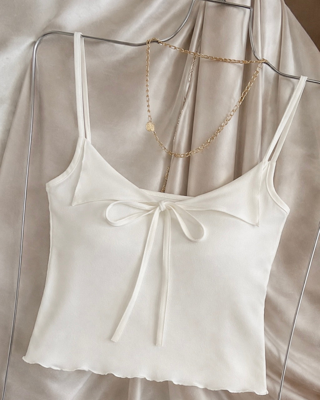 NEVER FRIENDS PADDED WHITE CAMI TOP