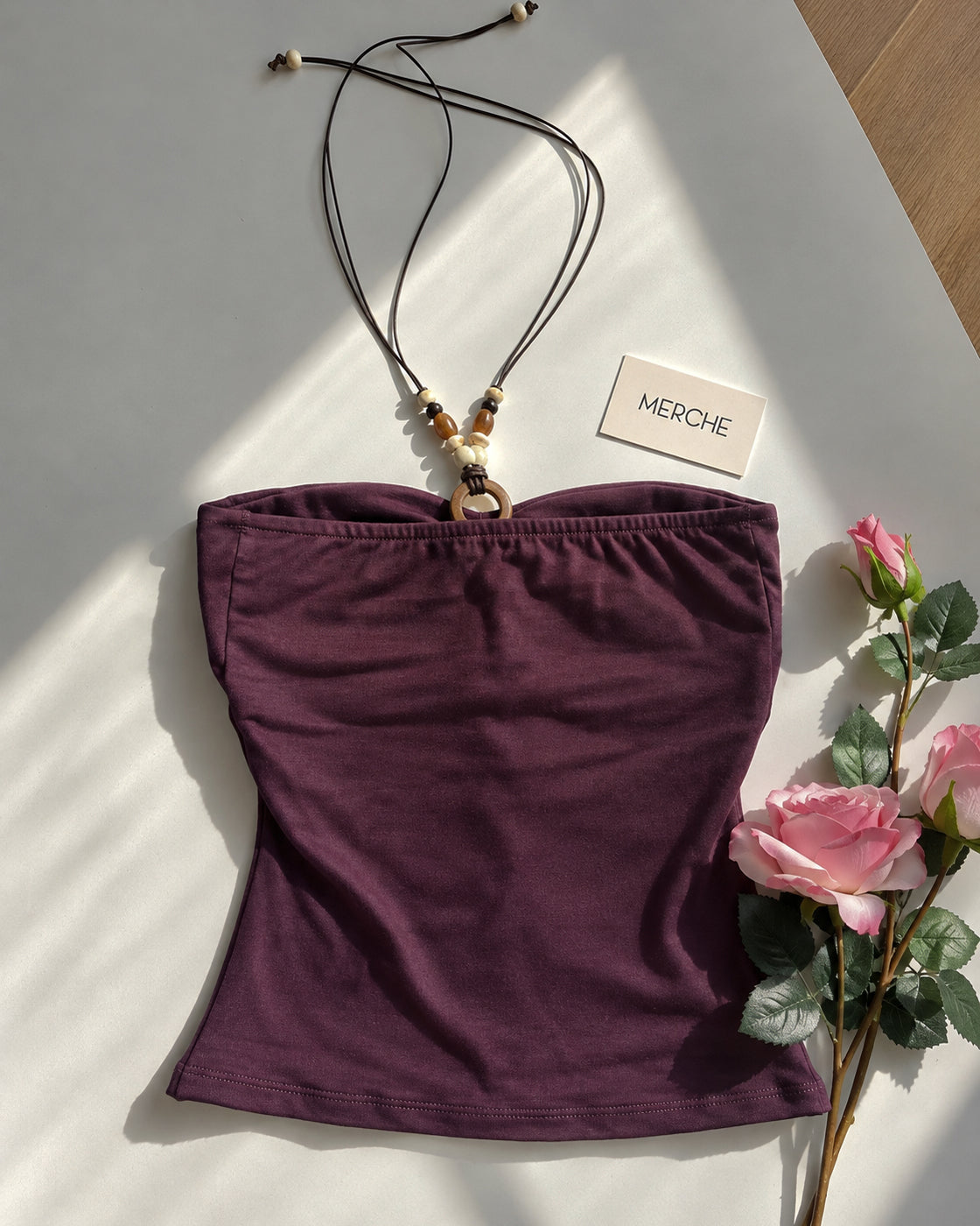 BOHO ROUTE PADDED BEADED TIE-UP BANDEAU TOP