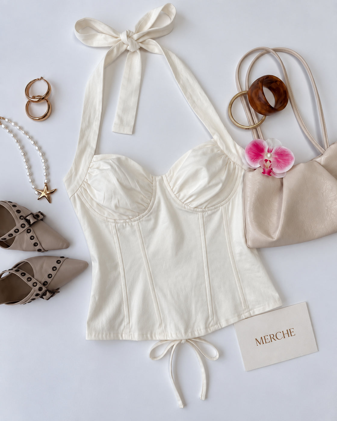 TO MY LOVER, IVORY HALTERNECK CORSET