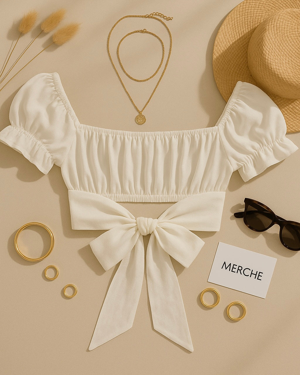 SUN STRING WHITE BOW-TIE TOP