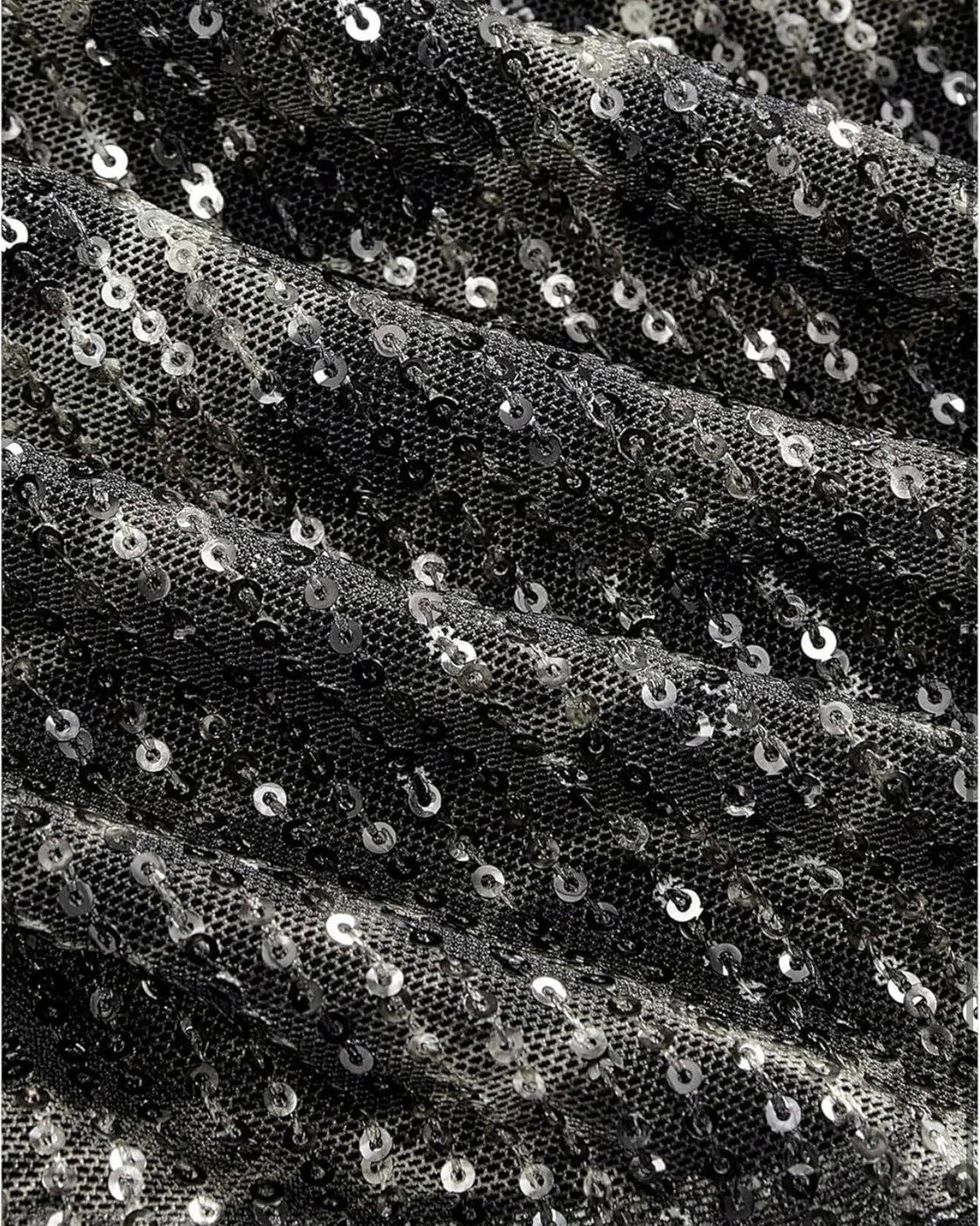 WORTH IT LUXE SEQUIN AND DIAMOND BROOCH EMBELLISHED BACKLESS GREY TOP