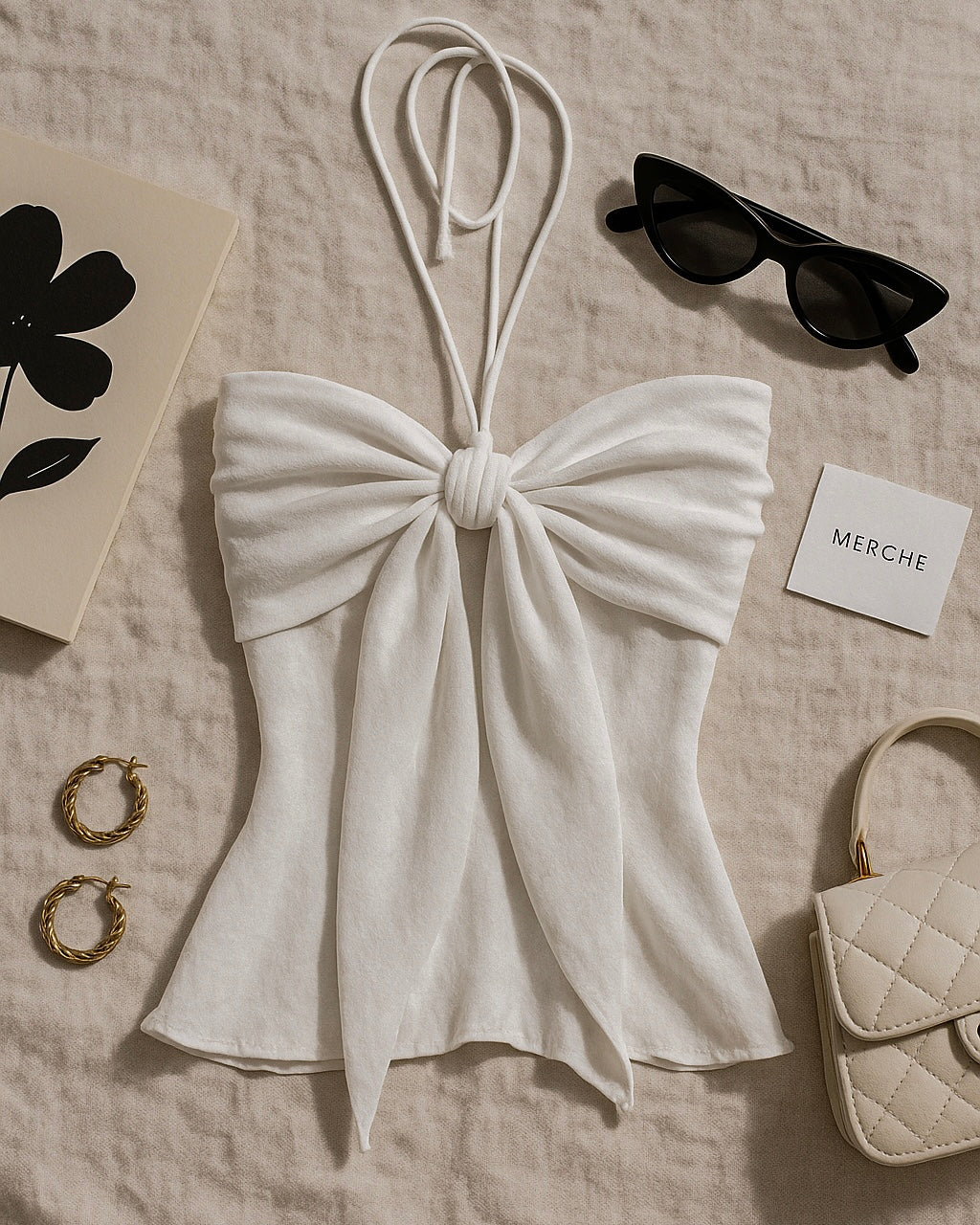 PORTO DREAMS WHITE BOW TIE-UP TOP