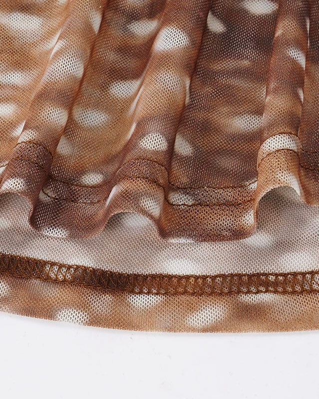 LOST AT SEA SHEER MESH DRAPE RING DETAIL HALTERNECK TOP