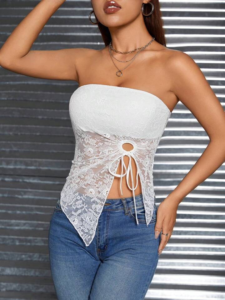 BRAZIL CALLING LACE BANDEAU TOP