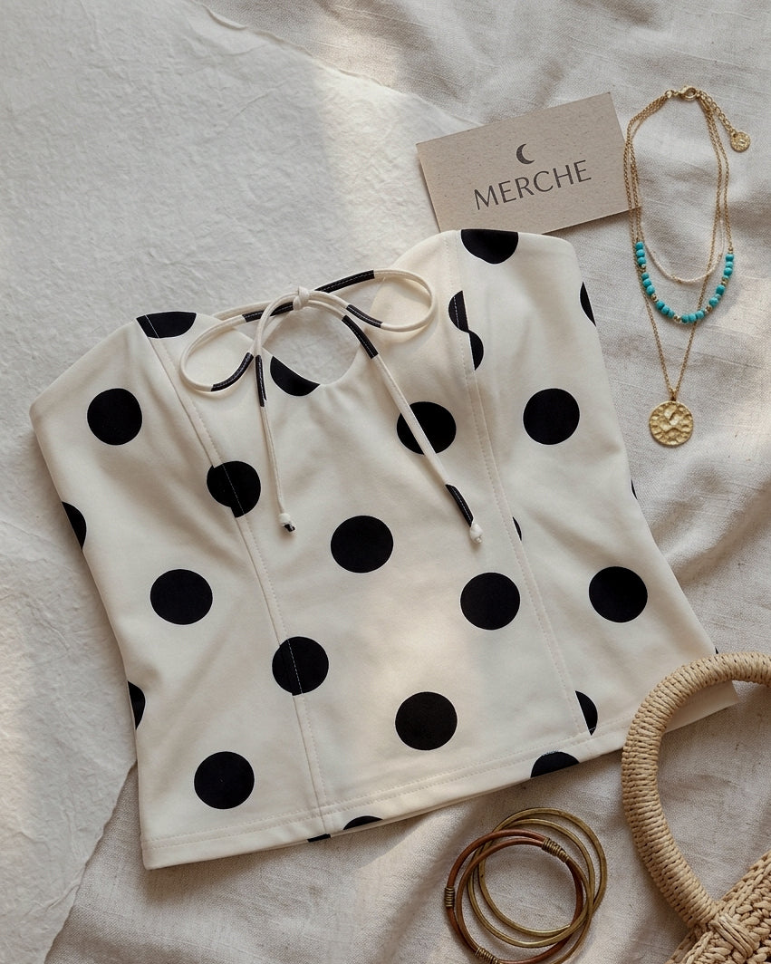 MODERN PROBLEMS LUXE POLKA BANDEAU TOP