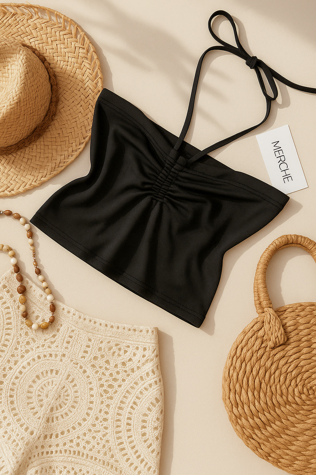 GIRLY MOOD BLACK BANDEAU TOP