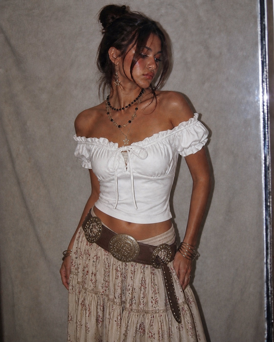 NOMAD DREAMS WHITE DRAWSTRING TOP