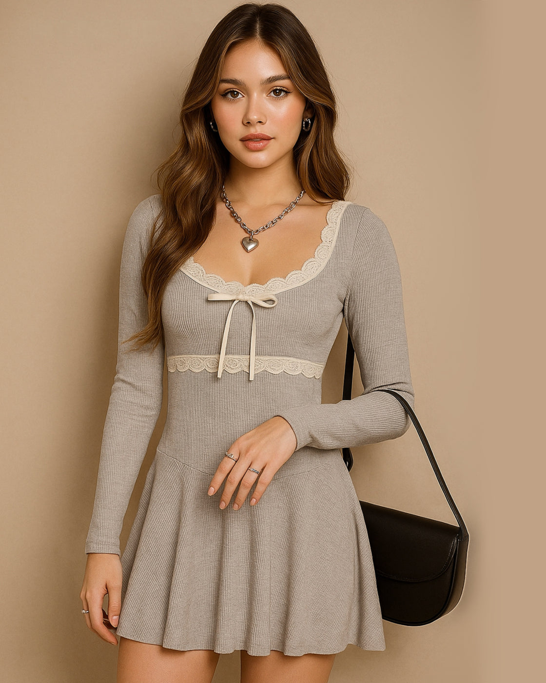 EASTERN DIVA GREY MINI DRESS