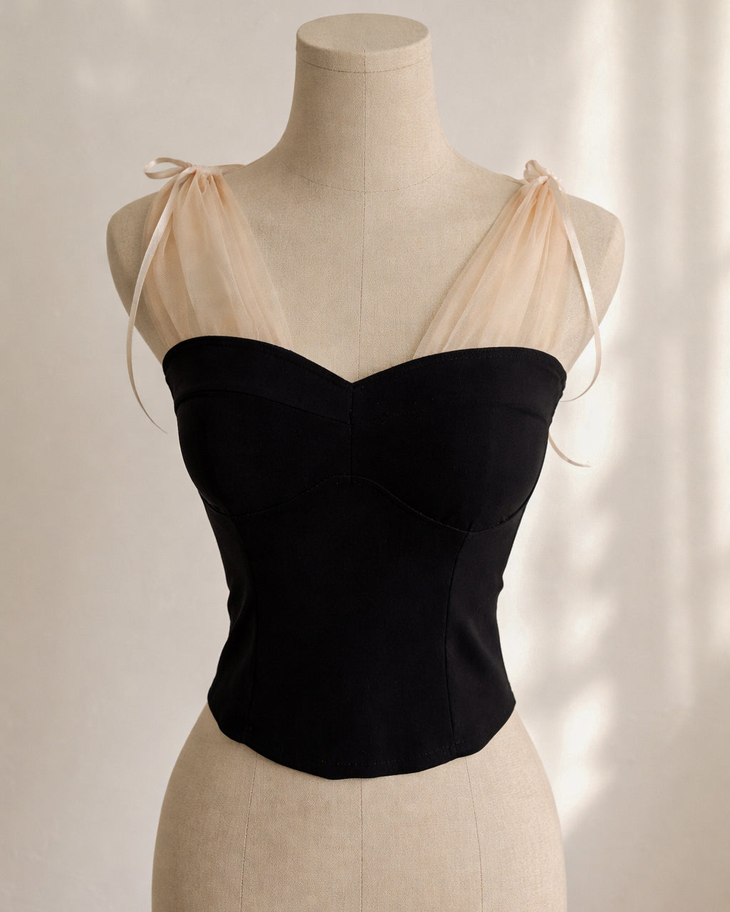 NOT AN ANGEL MESH DETAIL BLACK TOP