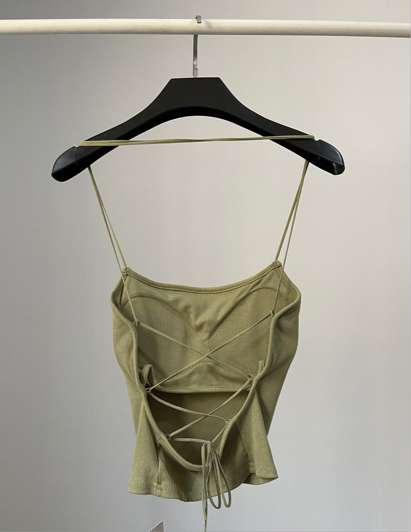 FAKE IT PADDED CROSSBACK OLIVE TOP