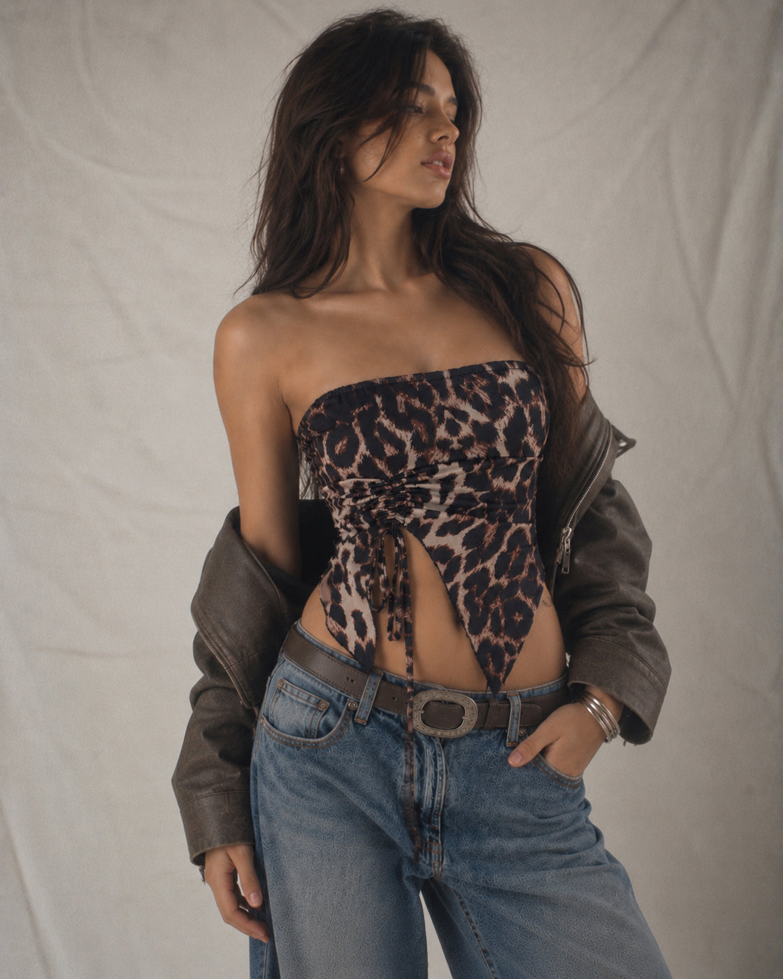 BERLIN WILD DRAWSTRING BANDEAU TOP