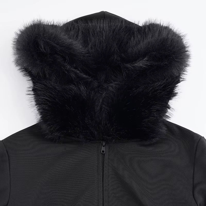 PLAYING IT COOL FAUX FUR CROPPED SWEATSHIRT