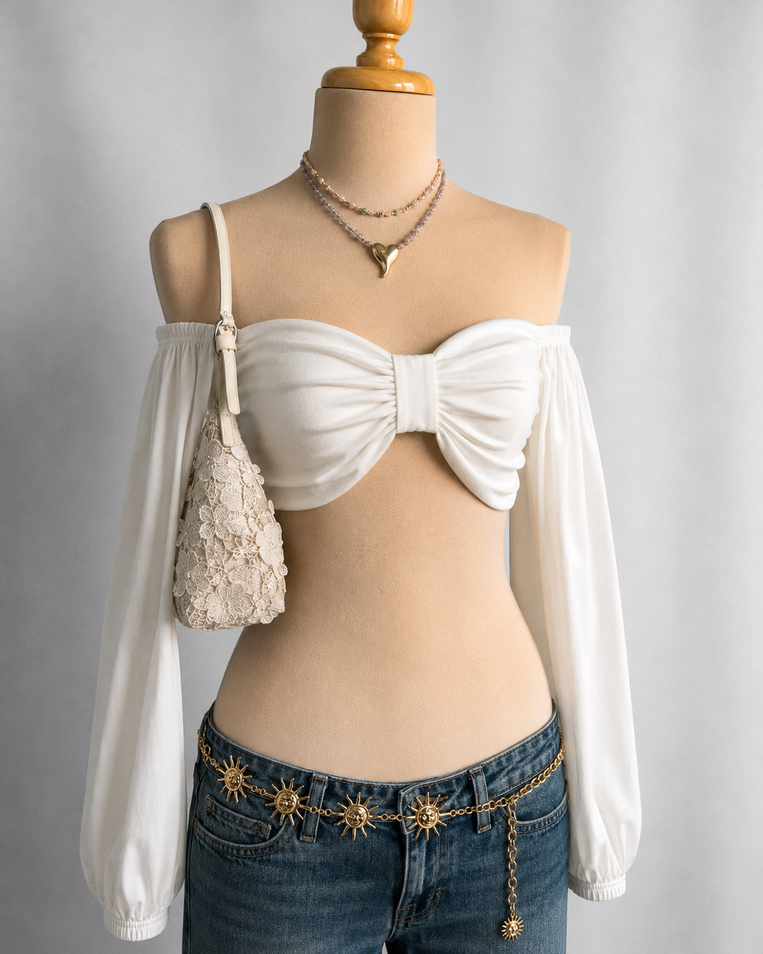 COUNTRY MUSIC LOVER PADDED SWEETHEART SLASH NECK TOP
