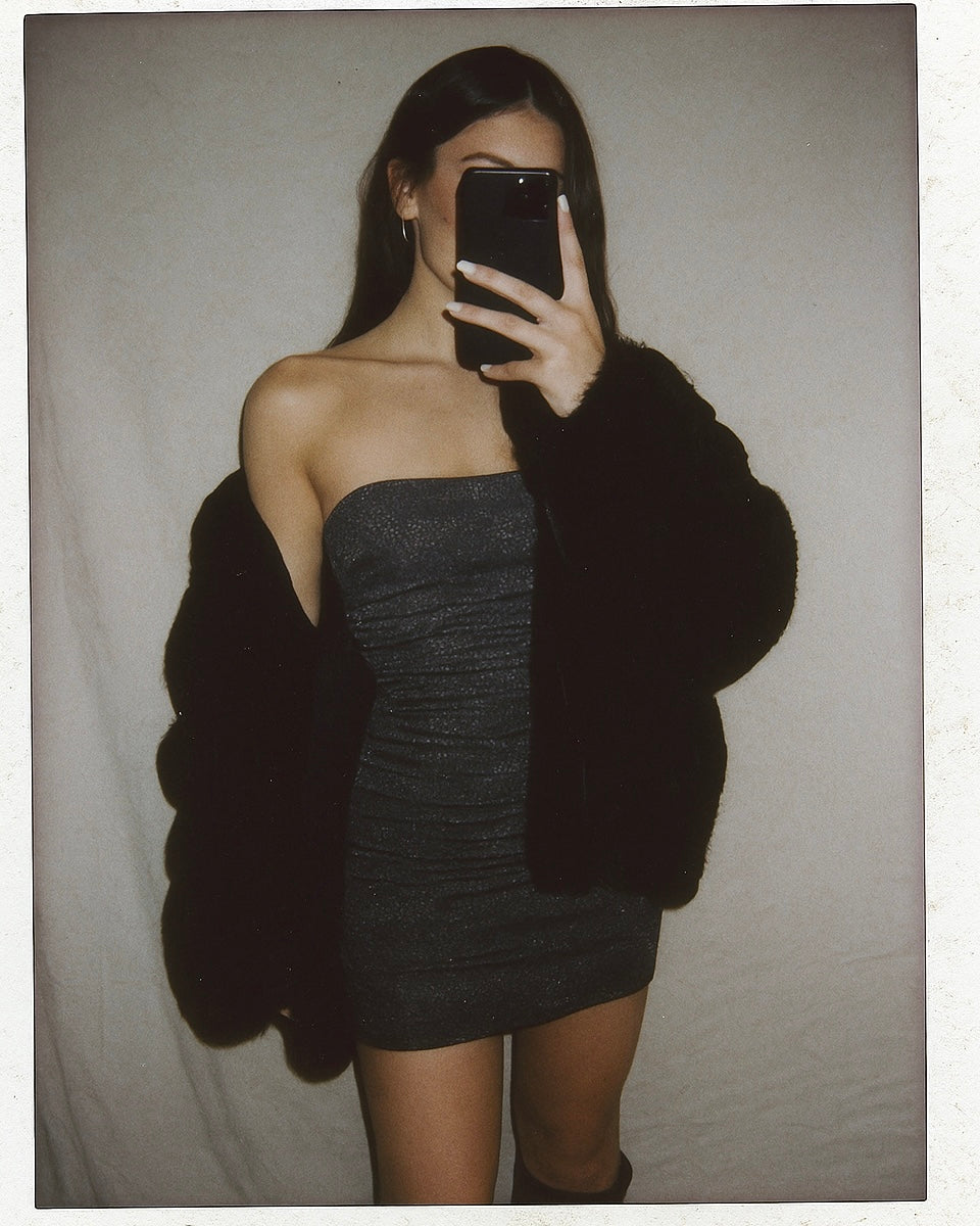 MADISON SQUARE SHIMMER BANDEAU DRESS