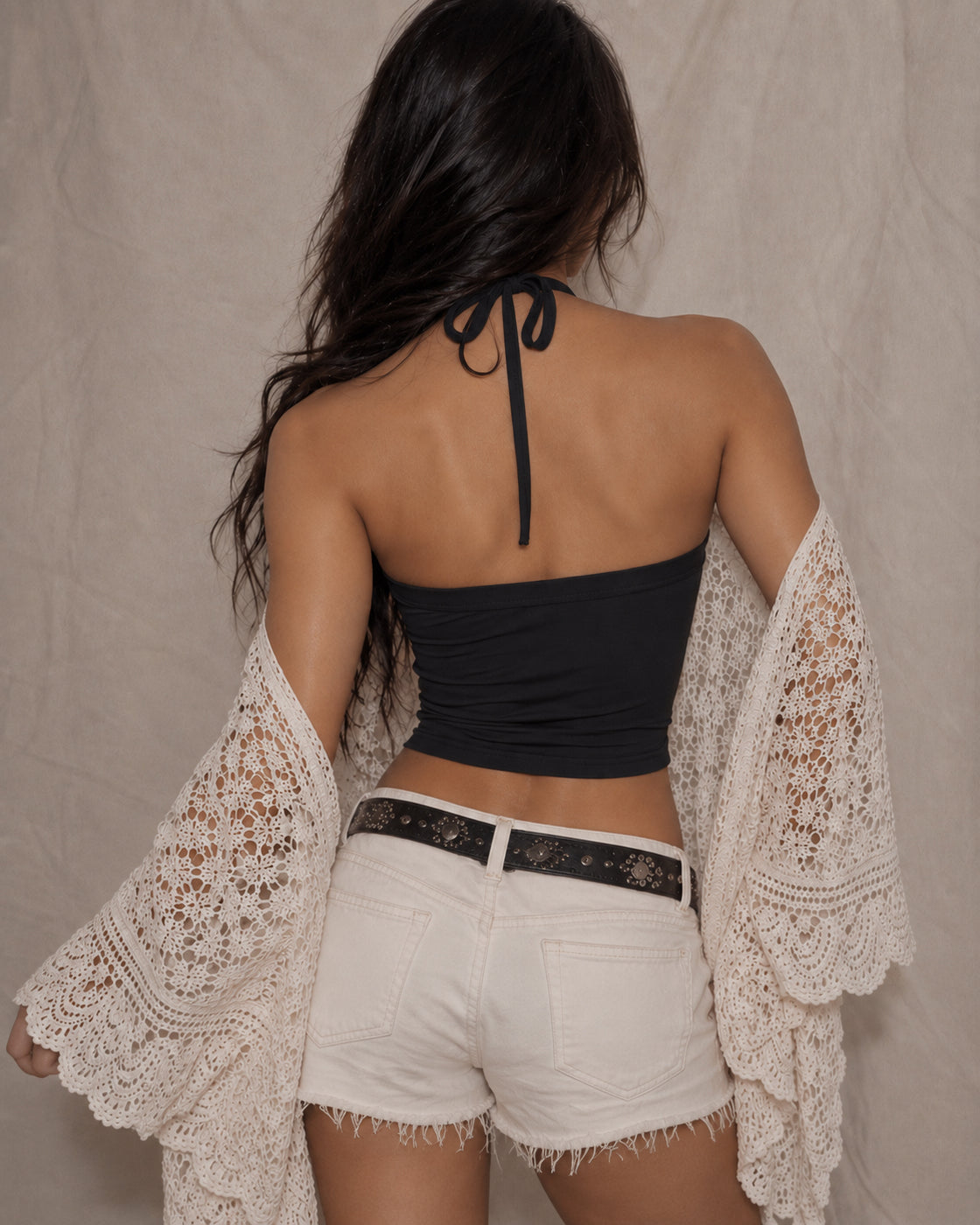 CREME DE LA CREME BLACK TIE-UP TOP