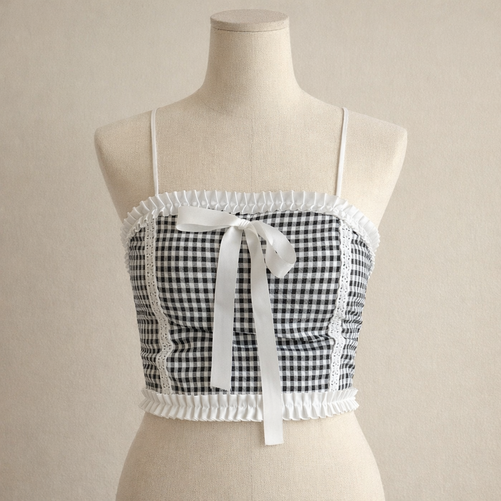 HIGHLY CLASSIFIED CHECKS CROP CAMI TOP
