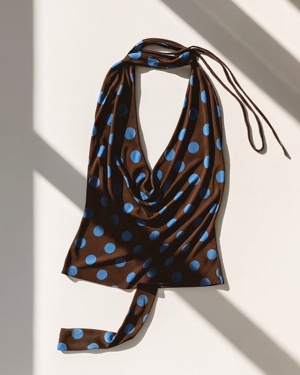 NIGHT DRILL POLKA COWL HALTERNECK TOP WITH PENCIL SCARF