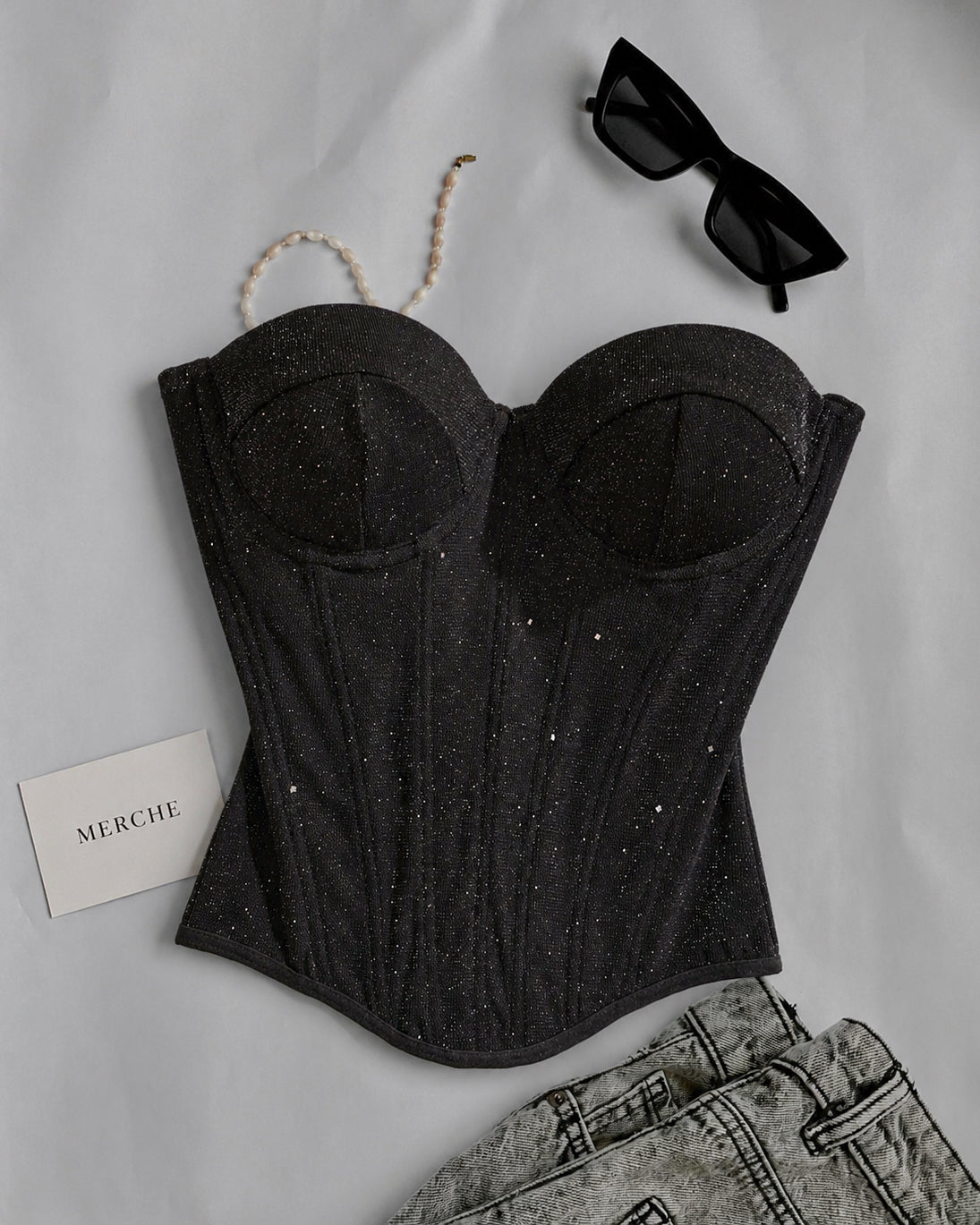BLACK SUGAR BADDIE PADDED SHIMMER CORSET
