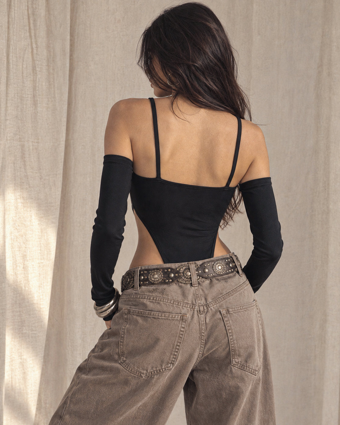 NOTHING CASUAL STRAPPY BLACK BODYSUIT