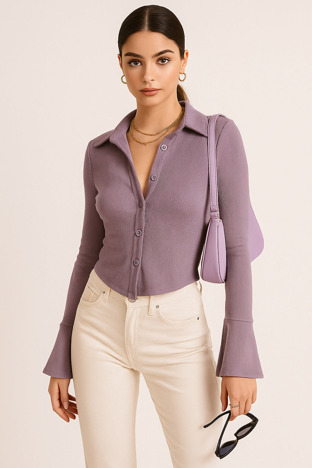 SLAYCHELLA RIBBED LUXE PURPLE TOP