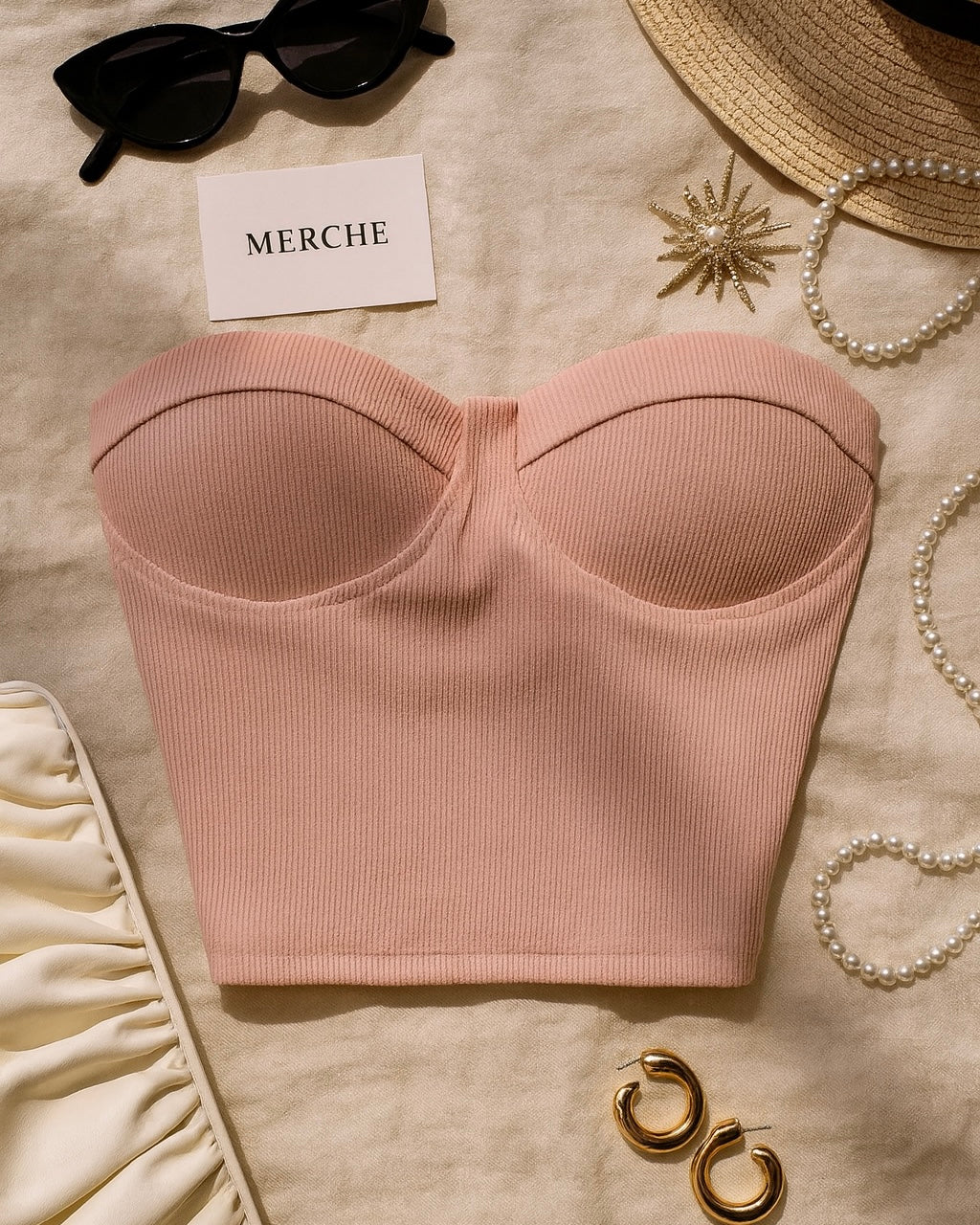 HEAL AND RISE BLUSH PADDED BANDEAU TOP