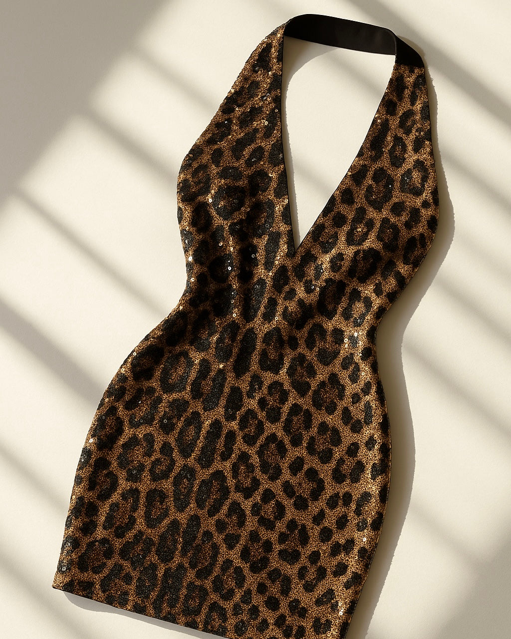 DIM THE LIGHTS SEQUIN EMBELLISHED HALTERNECK DRESS