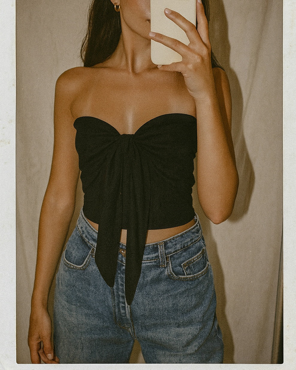 THE HEART-STOPPER BLACK BOW BANDEAU TOP