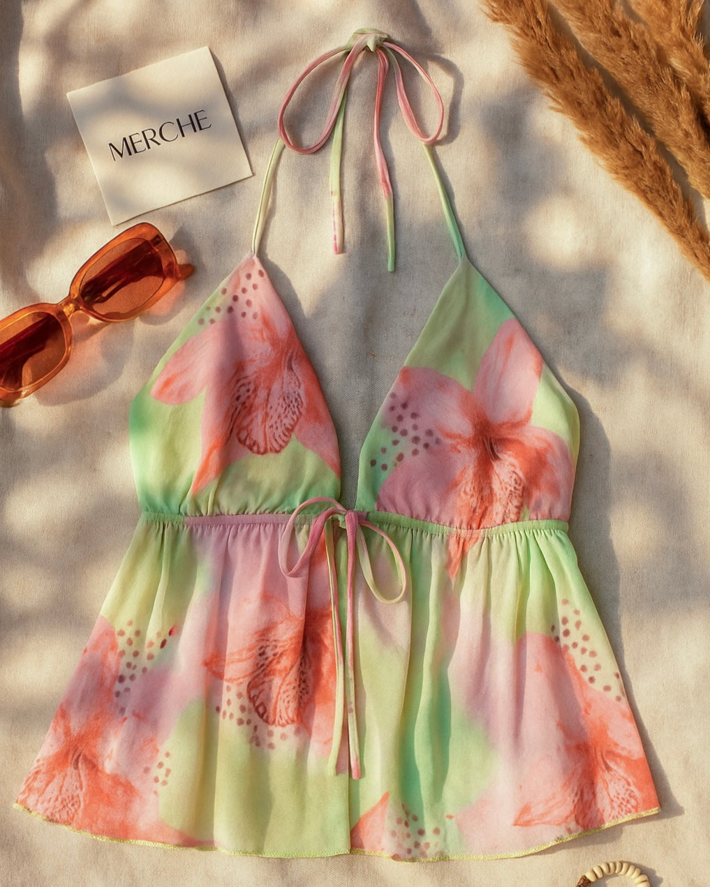 EXOTIC LOUNGE FLORAL HALTERNECK TOP