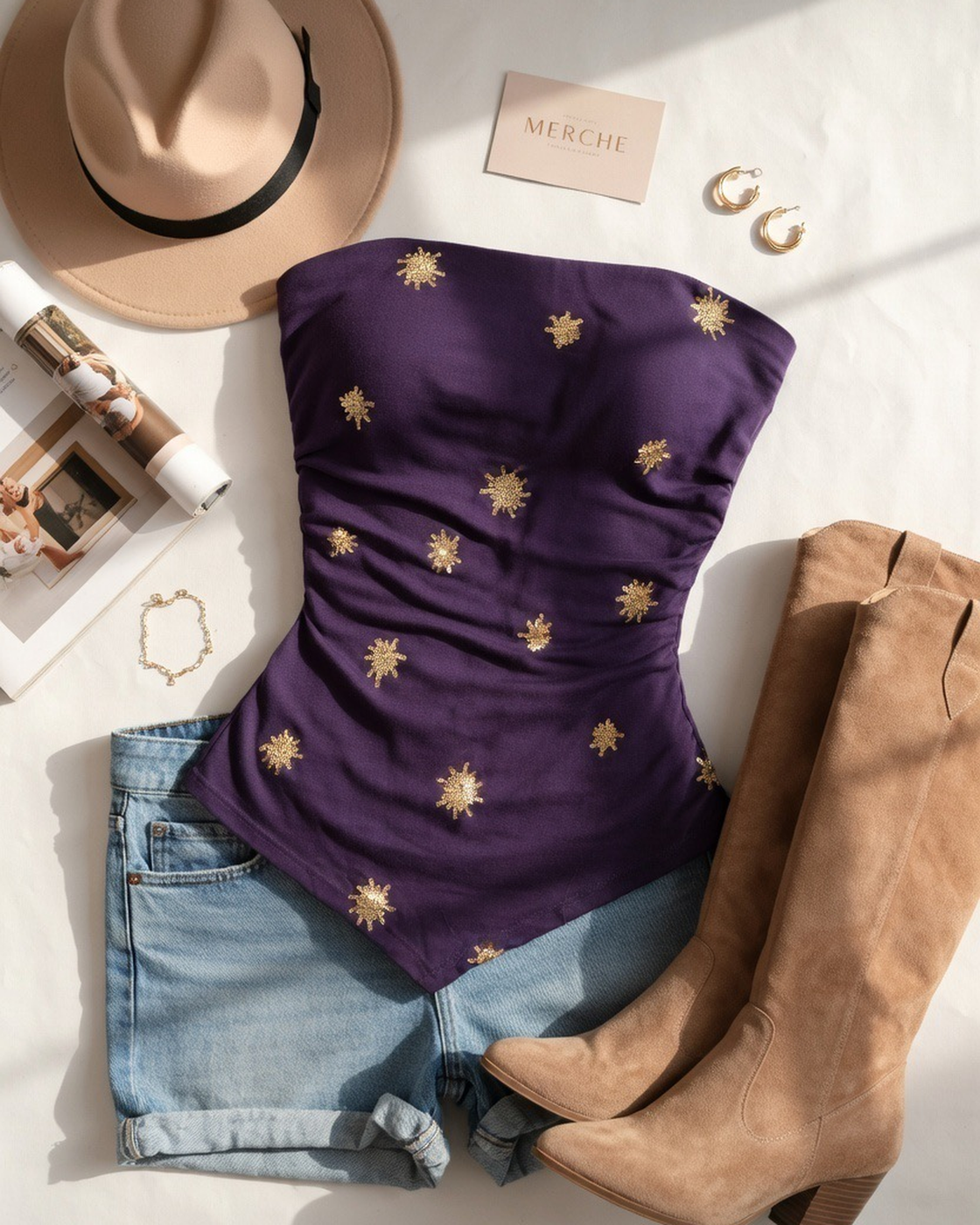 CANYON SOUL PADDED SEQUIN ASYMMETRICAL BANDEAU TOP