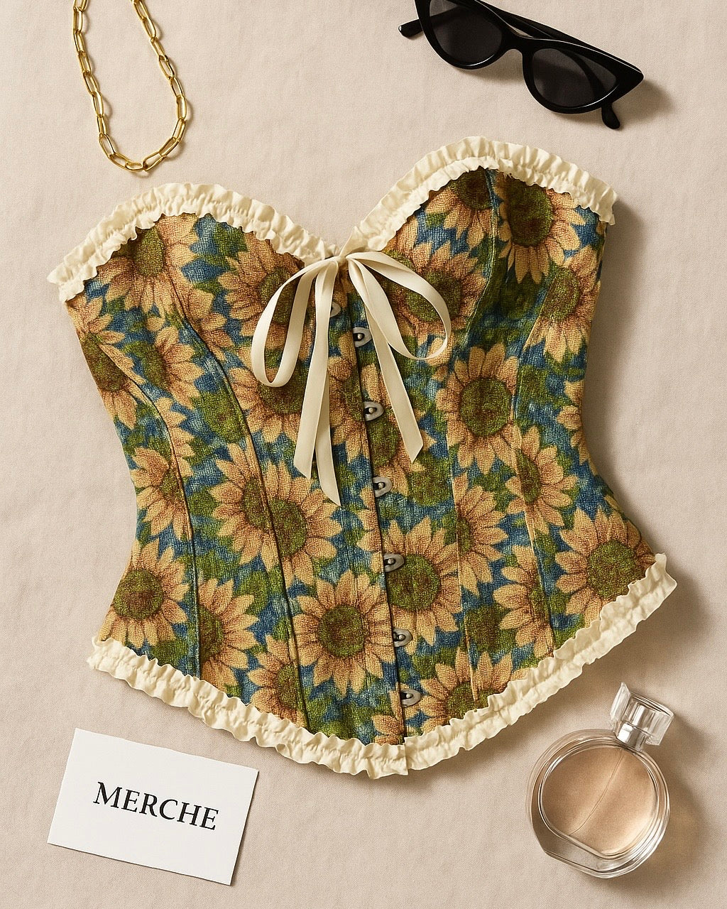 ROMANCE NOVEL SUNFLOWER BLOOM JACQUARD CORSET