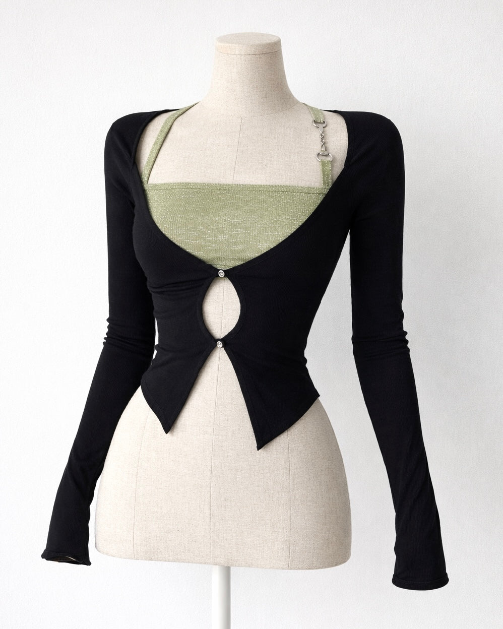 JUST BE FRIENDS BLACK TWO-PIECE TOP