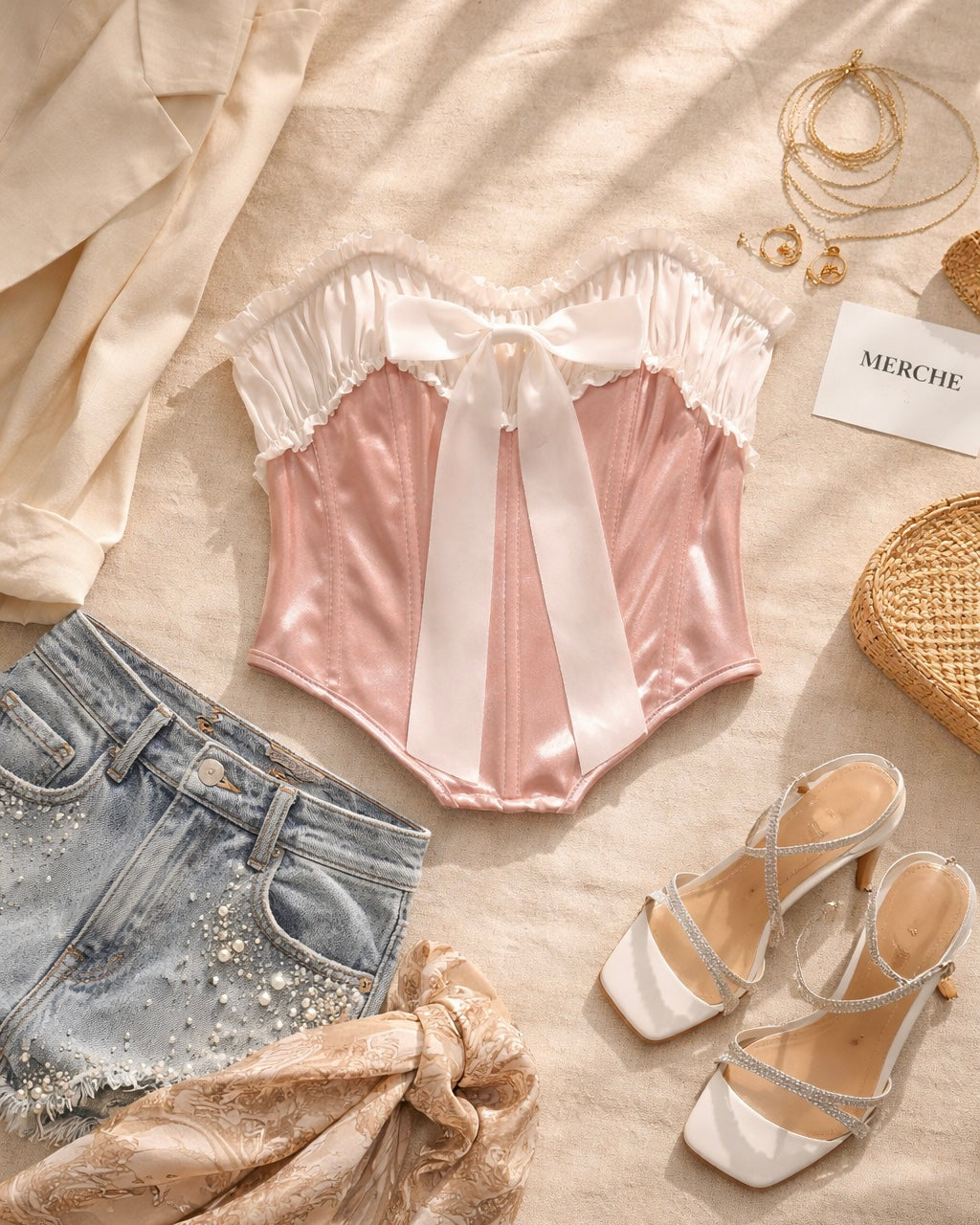 WEEKEND AWAY BLUSHING BONING DETAIL CORSET