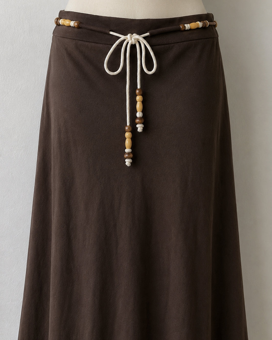 PARADISE BEACH BEADED LUXE BROWN MAXI SKIRT