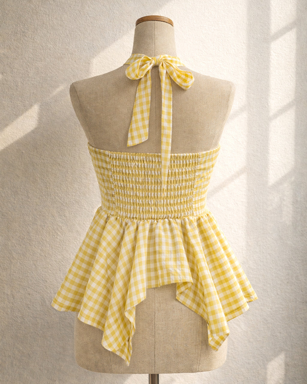 MY BAD BABY CHECKS ASYMMETRICAL HALTERNECK TOP