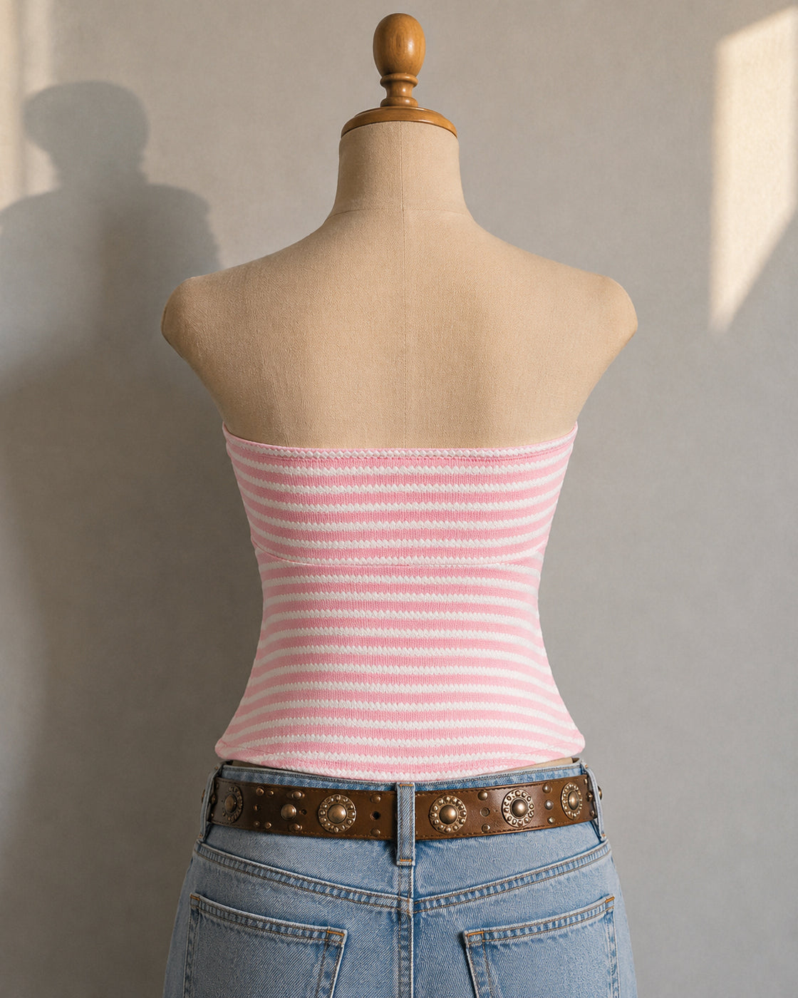 TROUBLEMAKER KNITTED PINK BANDEAU TOP