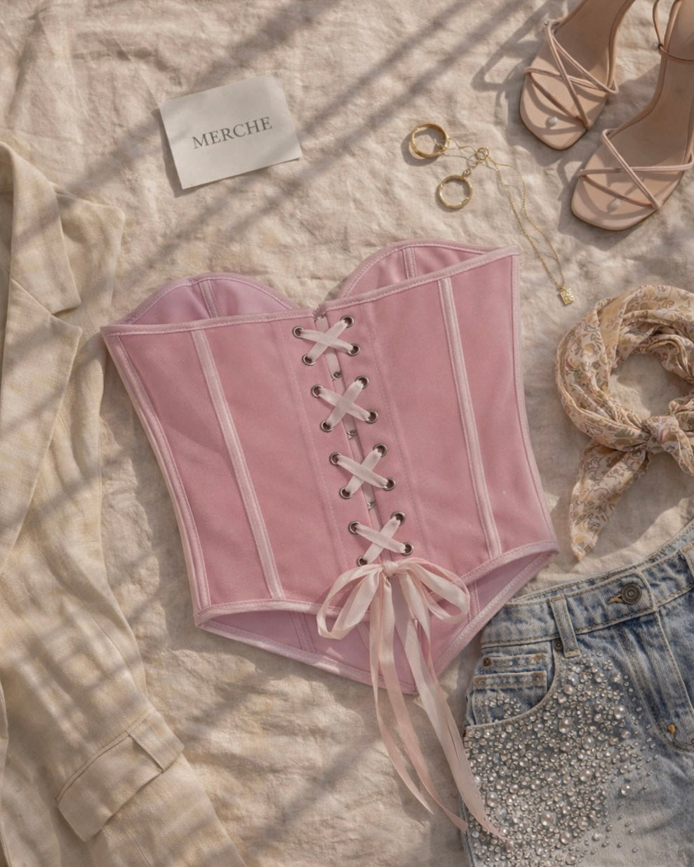 BRAT ENERGY BONING BABY PINK CORSET