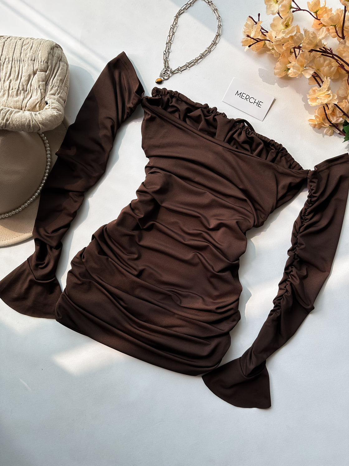 SUNSET MEMORY BROWN SLASH NE K DRESS